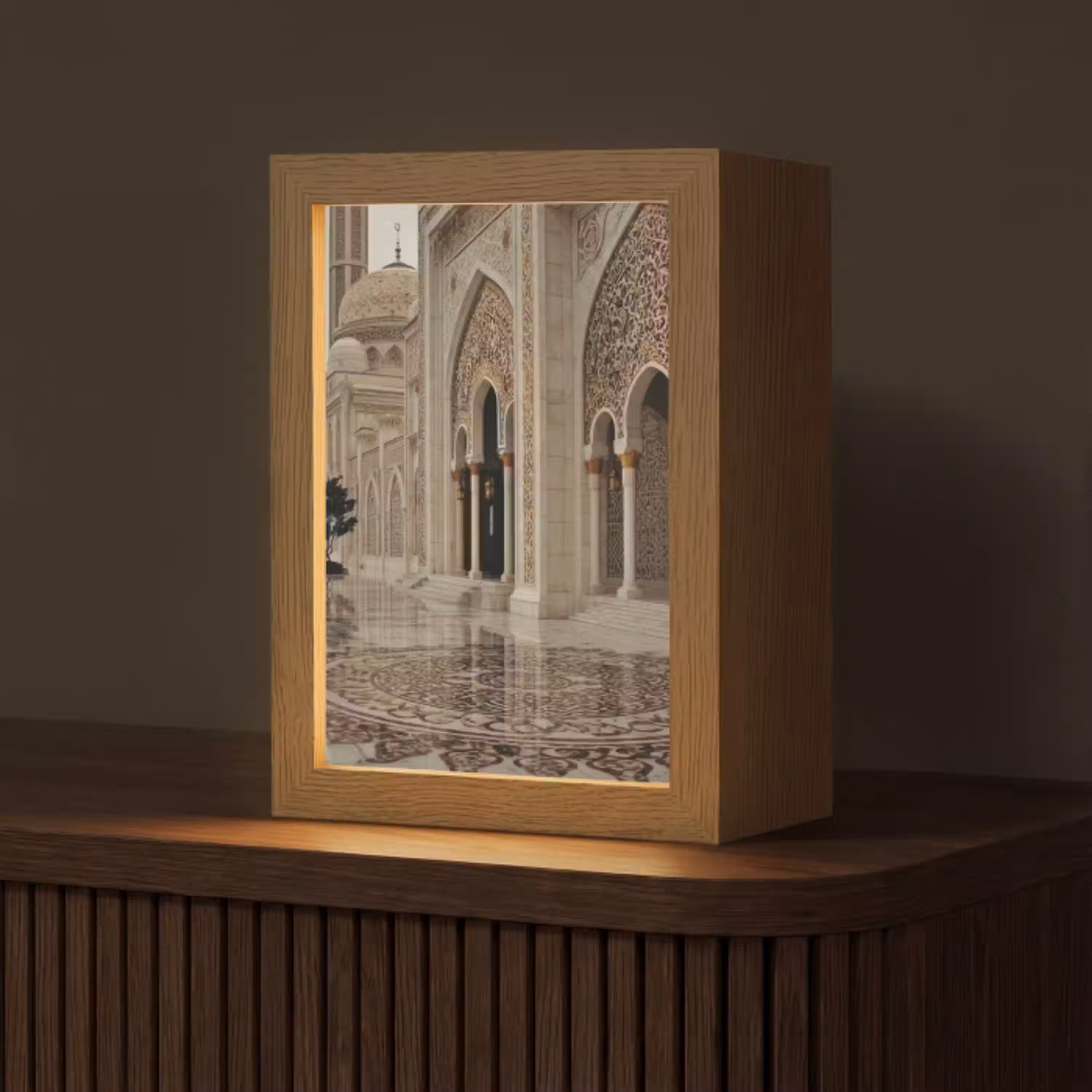 Gouden details - Marmer - Islamitisch Light Box met kabel (Tafellamp) klein -z3d_website