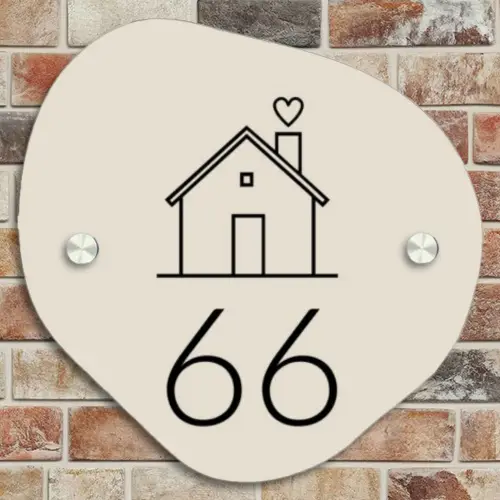 Huis illustratie - Traditioneel Naambord Organisch middel -sfeer10