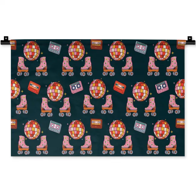 Rolschaatsen - Patroon - Disco Wandkleed katoen klein 269 -zz3d