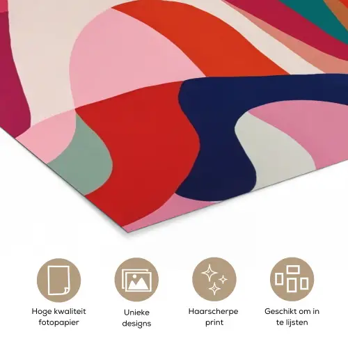 Vormen - Bochten - Kleurrijk - Abstract poster papier klein -closeup_NL
