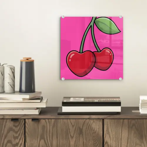 Kers - Roze - Fruit plexiglas 5mm klein -sfeer1