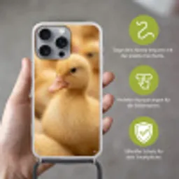 Pijltje - Eend - Natuur - Geel Hoesje iPhone 16 Pro Max met koord klein -sfeer2_DE