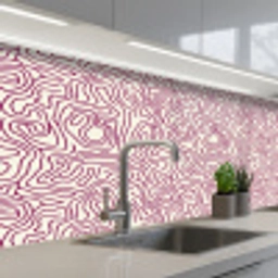 Kronkelende lijn - Magenta - Crème keuken achterwand 2 middel 871 -3d_schuin