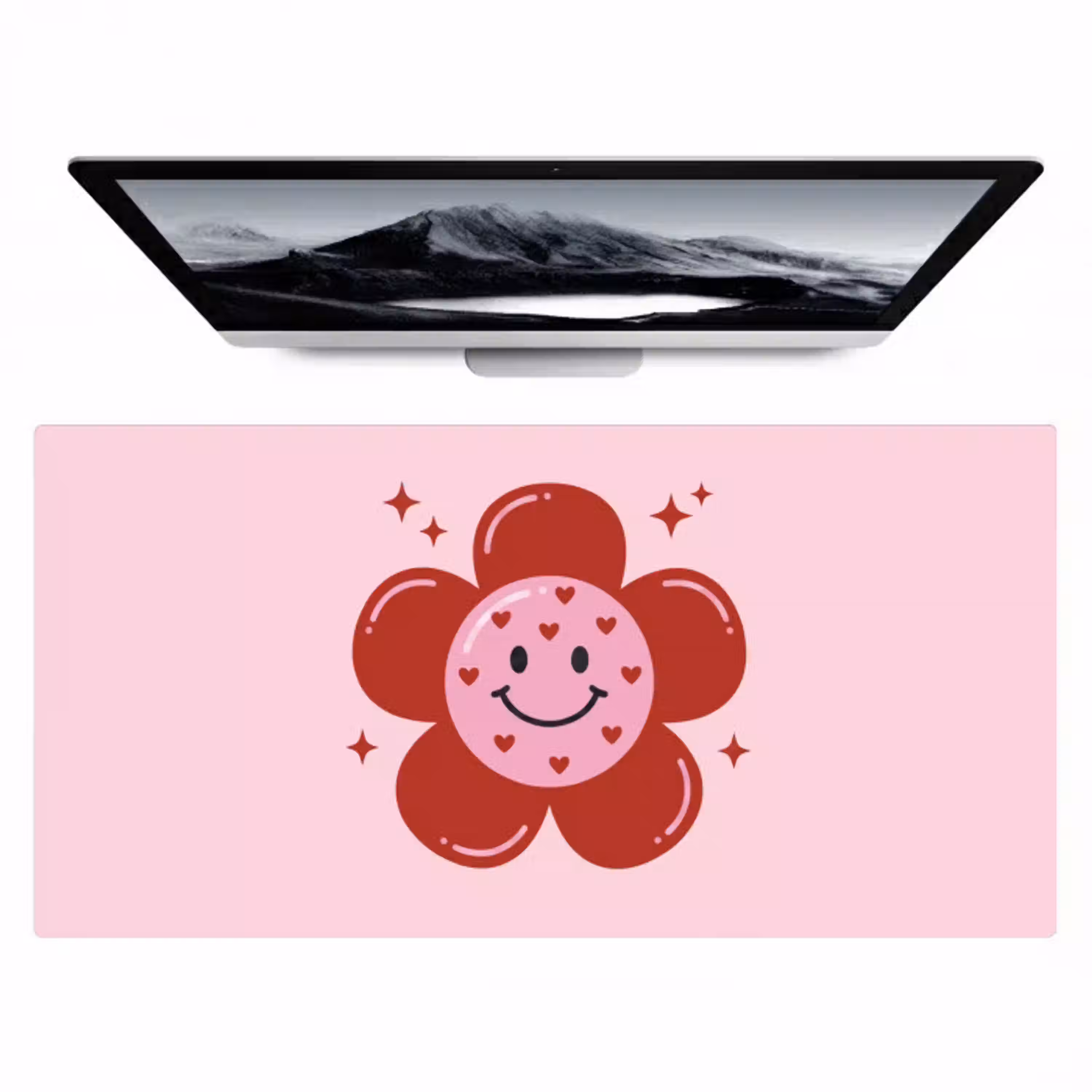 Bloem - Roze - Hartjes Muismat XXL klein -zzz3d