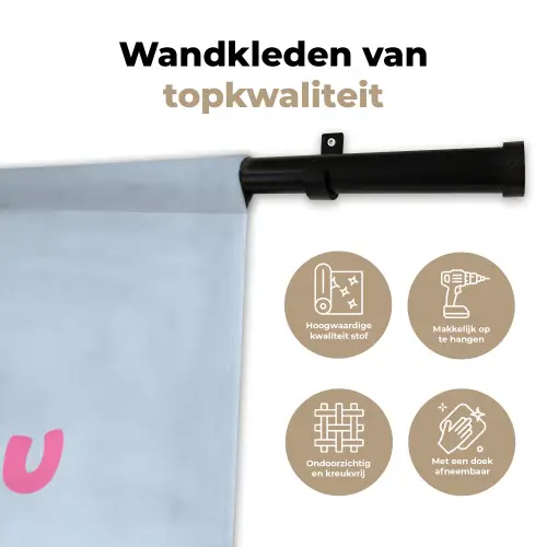 Lippen - Bisou - Blauw Wandkleed katoen klein -sfeer2