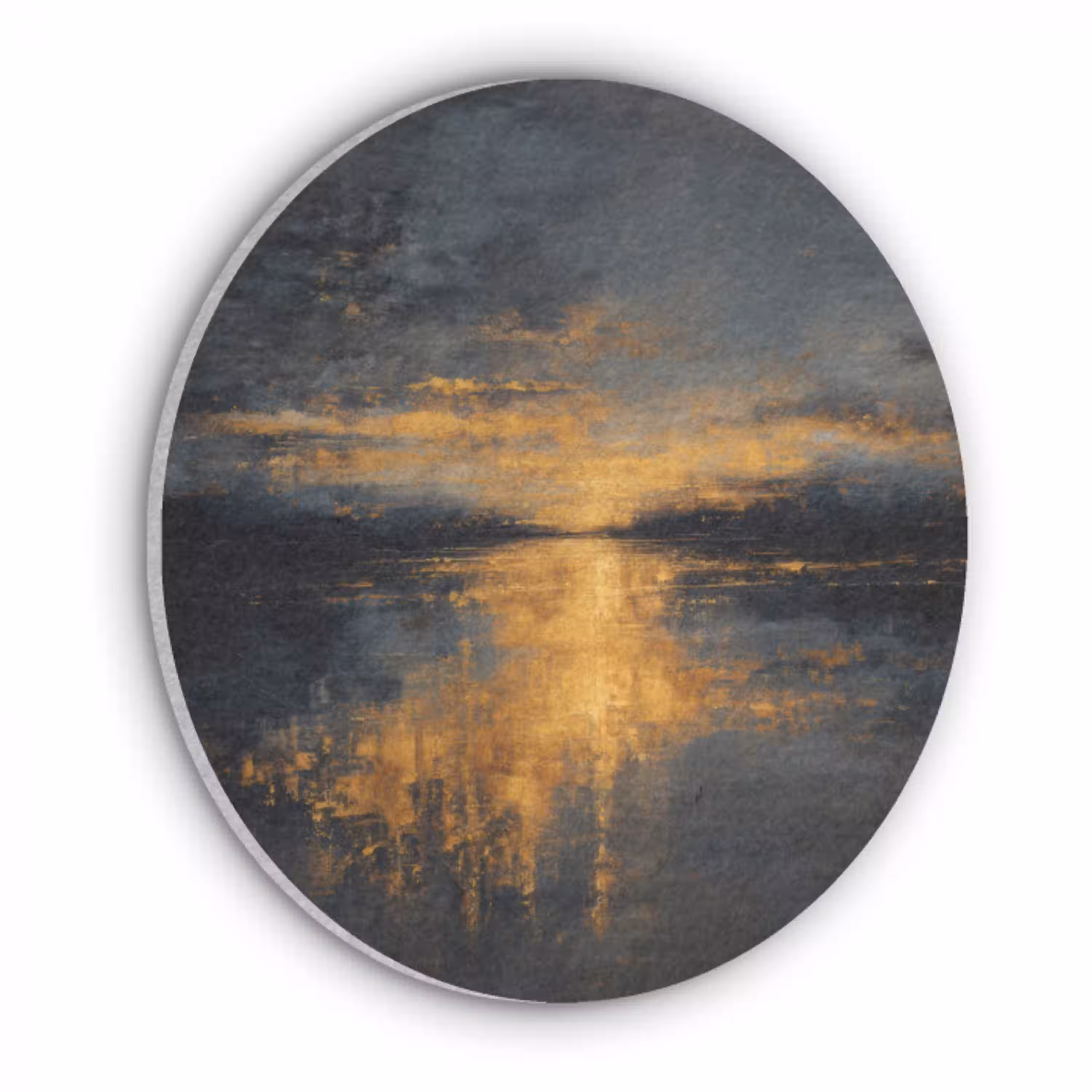 Gouden Reflectie op Water Akoestische PET Vilt - Rond klein -3d