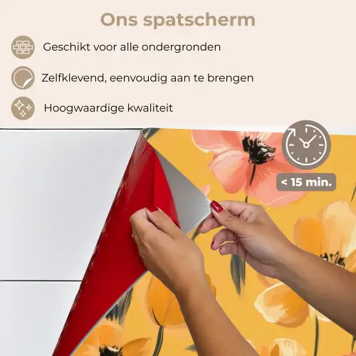 Bloemen - Geschilderd - Geel keuken achterwand spatscherm klein -spatscherm_NL