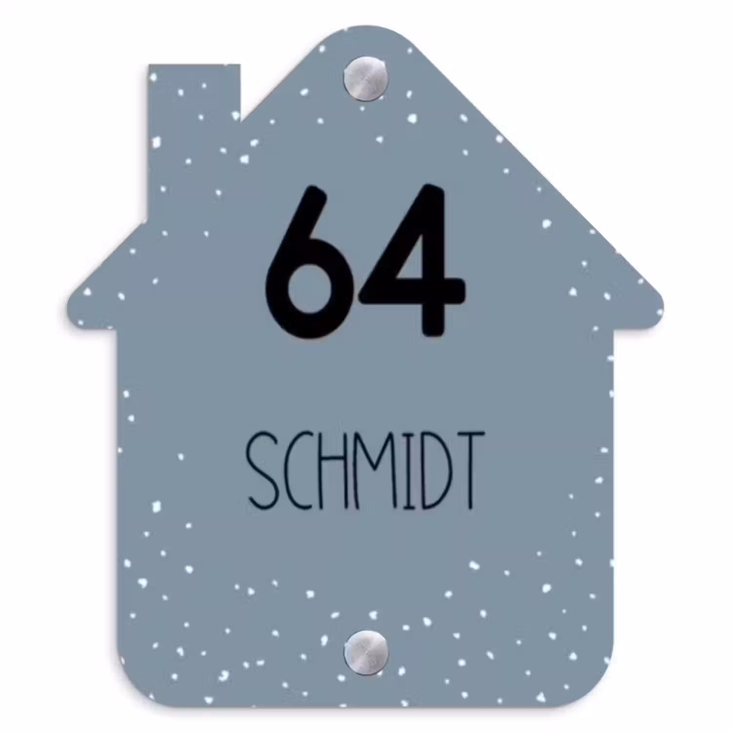 Namensschild Haustür Häuschen - Grau-Grün mit Tupfen - Modern