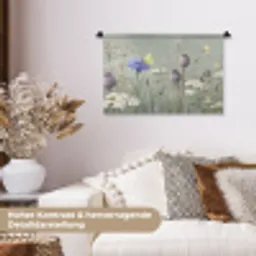 Vlinders - Wildbloemen - Illustratie - Kleurrijk Wandkleed katoen klein -tsfeer1_DE
