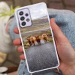 Schotse Hooglanders - Weg - Landschap - Kudde Hoesje Samsung Galaxy A52 5G met koord klein -sfeer3