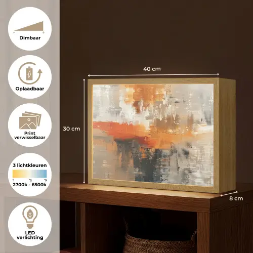 Verf - Patroon - Modern - Kunst Light Box met batterij (Wandlamp) middel -USP_websiteoverzichtNL