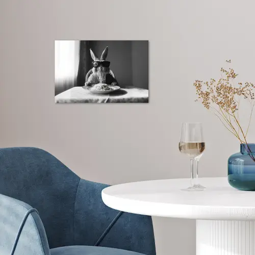 Konijn - Bunny - Zonnebril - Tafelkleed - Pasta - Schattig poster papier klein -sfeer3