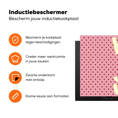 Bonjour - Stippen - Roze- Geel Inductie beschermer vinyl 3mm klein -zzzzzzz-td-ups