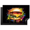 Hamburger - Graffiti - Verf - Kleurrijk - Eten - Abstract Inductie beschermer vinyl 3mm klein -3d
