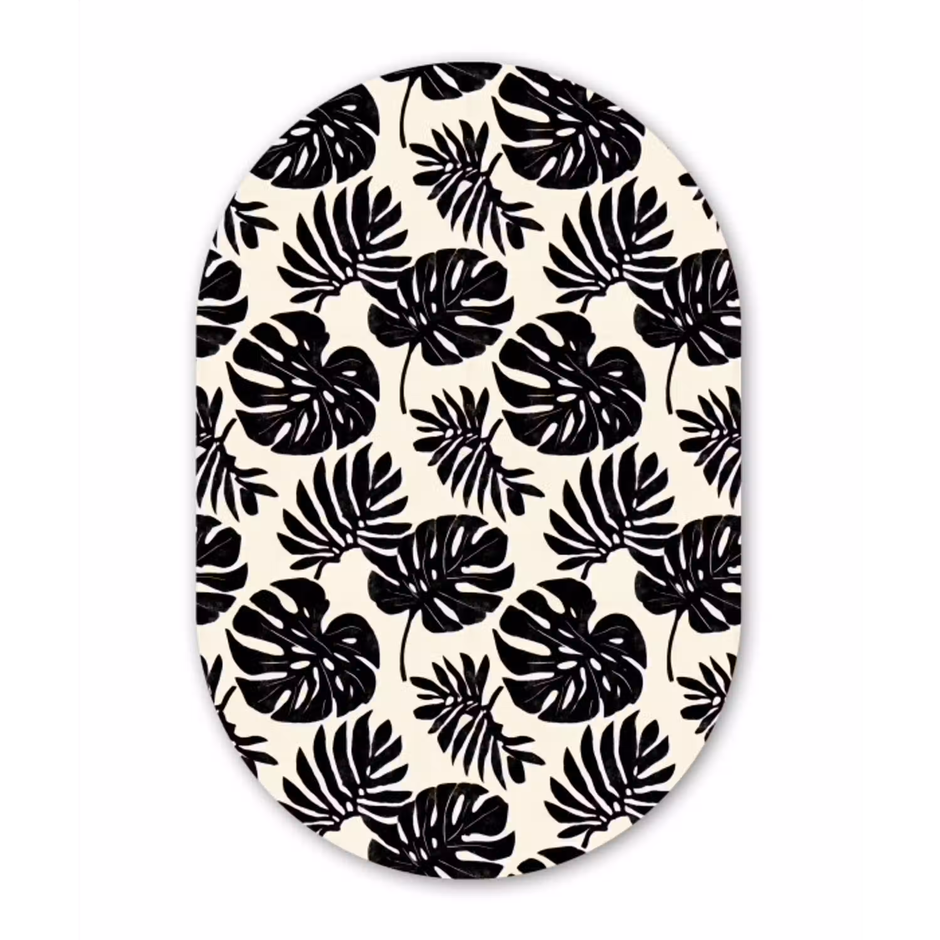 Modern - Monstera - Zwart Wandcirkel Ovaal Aluminium middel 839 -3d