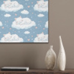 Kitten - Wolken - Blauw PET vilt klein 837 -sfeer6_closeup