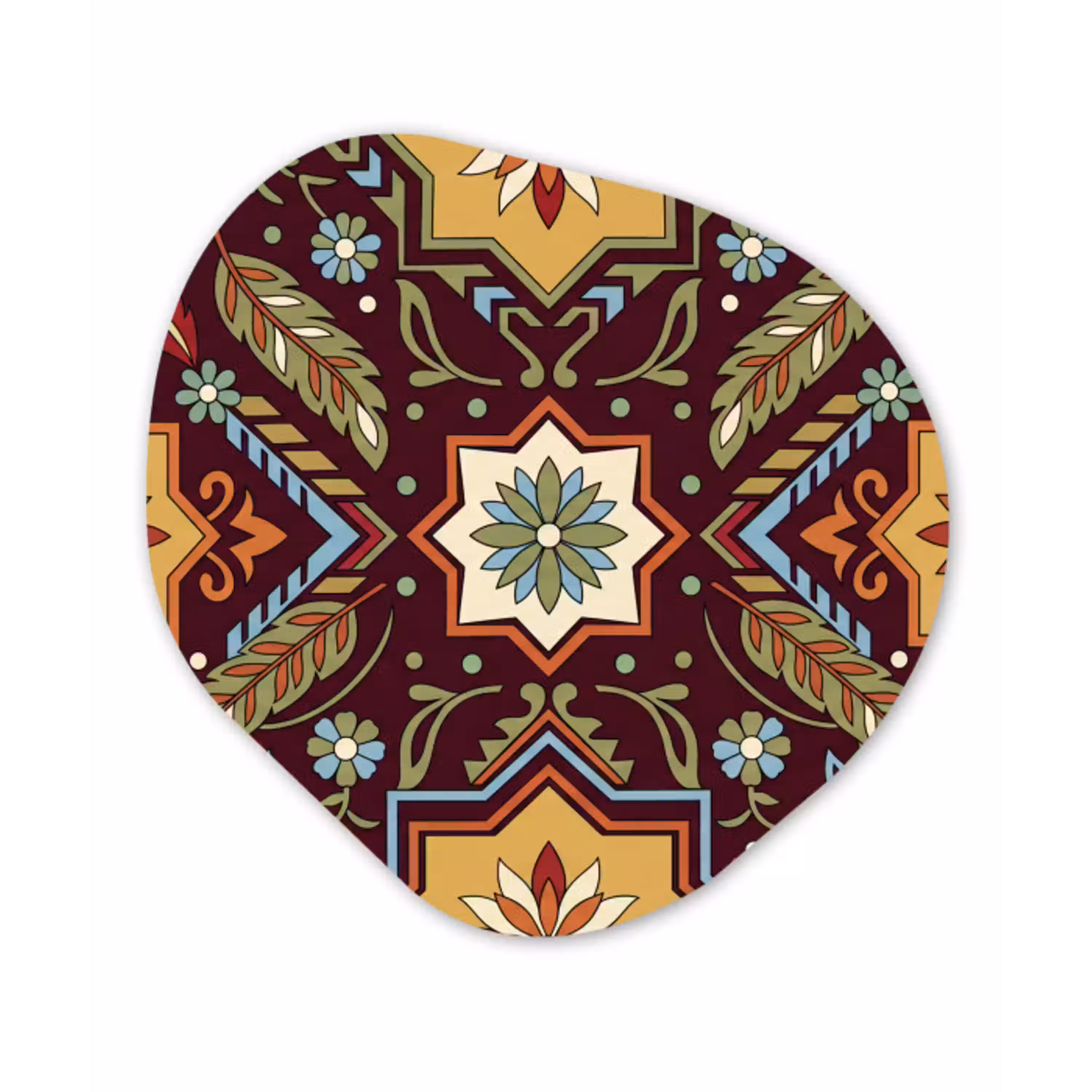 Patroon - Floraal - Geometrisch - Kleurrijk - Decoratie Wandcirkel Organisch Aluminium middel -3d