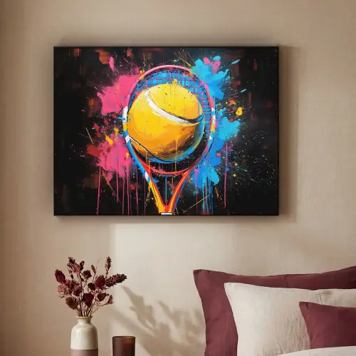 Graffiti - Tennis - Sport - Racket Textielframe zwart klein -sfeer1