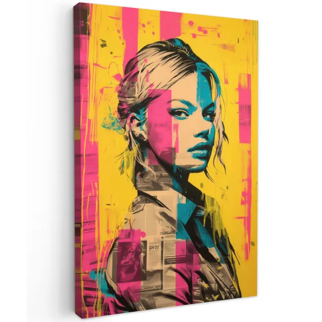 Vrouw - Verfstrepen - Gekleurd canvas 2cm klein -z3d