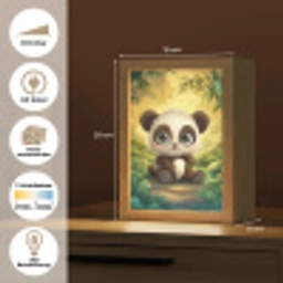 Panda - Cartoon - Bamboebos - Zwart Light Box met kabel (Kinderlampje) klein -USP_websiteoverzichtDE