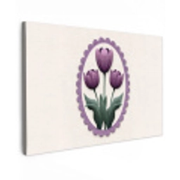 Tulpen - Paars - Lijst - Bladeren Tuinposter op houten frame 2 cm dik klein -3d