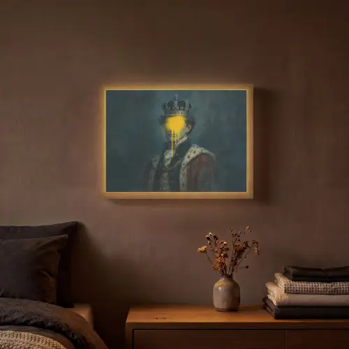 Koning - Portret - Druipende gele verf Light Box met batterij (Wandlamp) middel -sfeer4