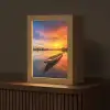 Boot - Water - Zonsondergang - Oranje - Water Light Box met kabel (Tafellamp) klein -z3d_website