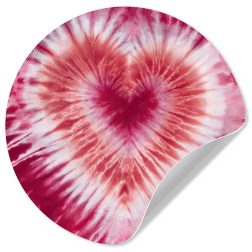 Hartvorm - Roze - Tie dye Wandcirkel behangsticker klein -3d