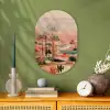 Roze landschap - Palmen - Water Wandcirkel Ovaal Forex klein -sfeer2