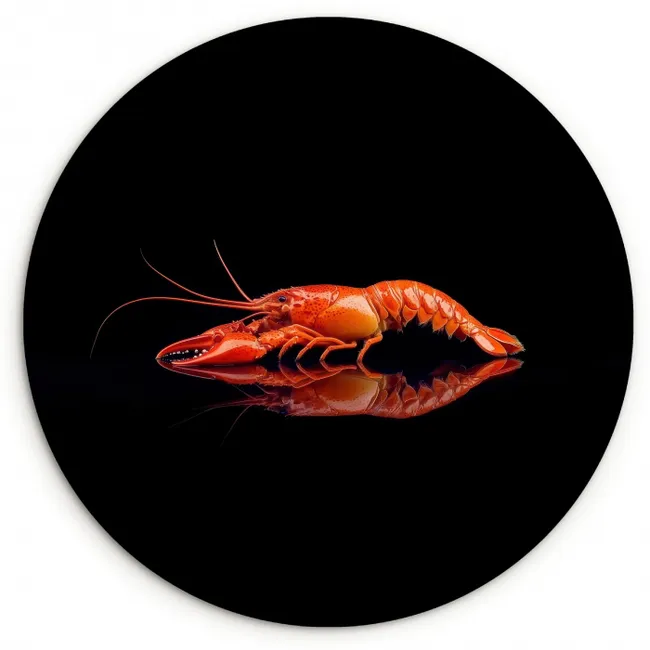 Kreeft - Oranje - Zwart - Opvallend KitchenYeah - Keuken - Wandcirkel Forex klein -3d