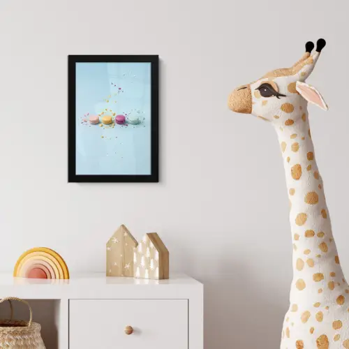 Macarons - Kleurrijk - Pastel fotolijst zwart zonder passe partout klein -usfeer4_kinderkamer