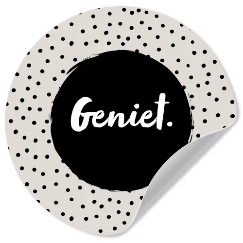 Geniet - Quotes - Tekst - Stippen Wandcirkel behangsticker klein -3d