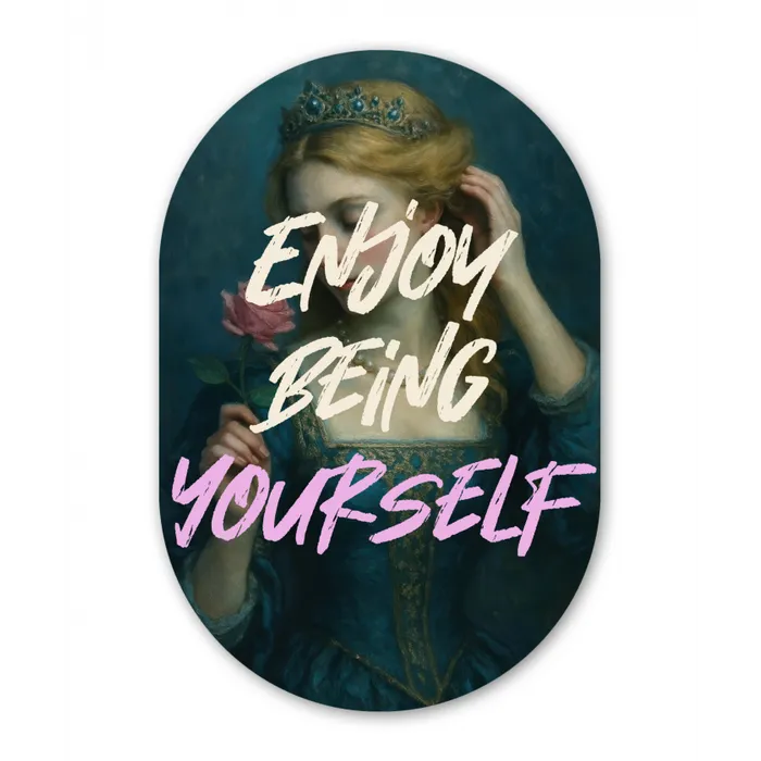 Vrouw - Roos - Quote Wandcirkel Ovaal Glas middel -3d