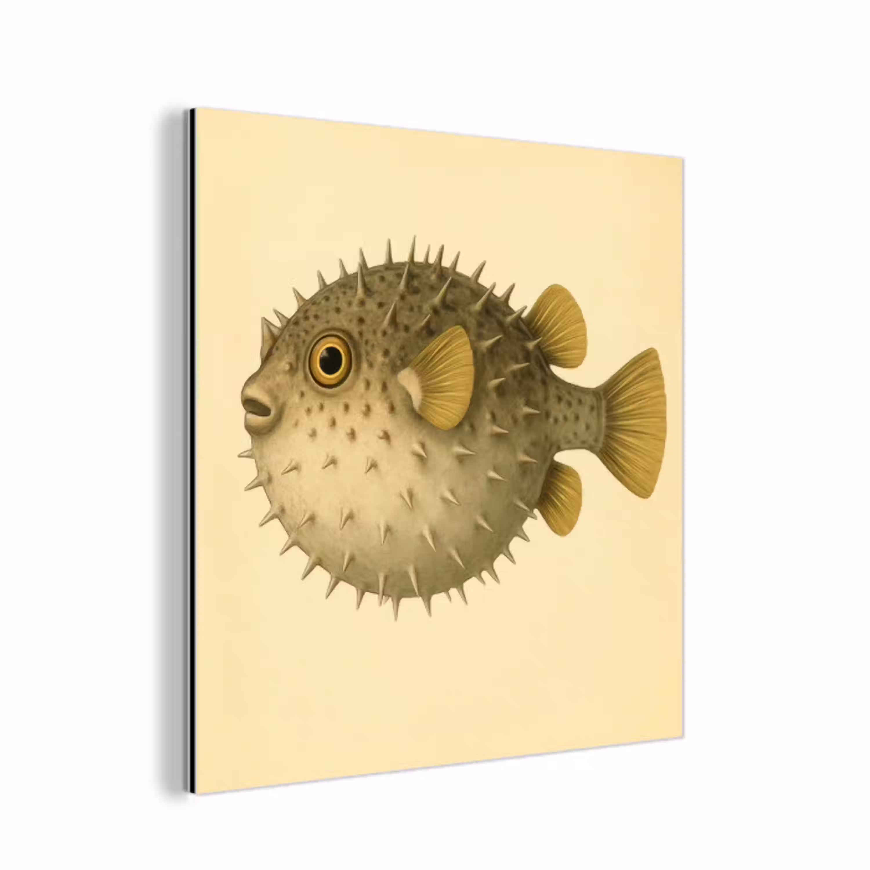 Stekels - Vis - Opgeblazen - Bruin aluminium wit klein -3d