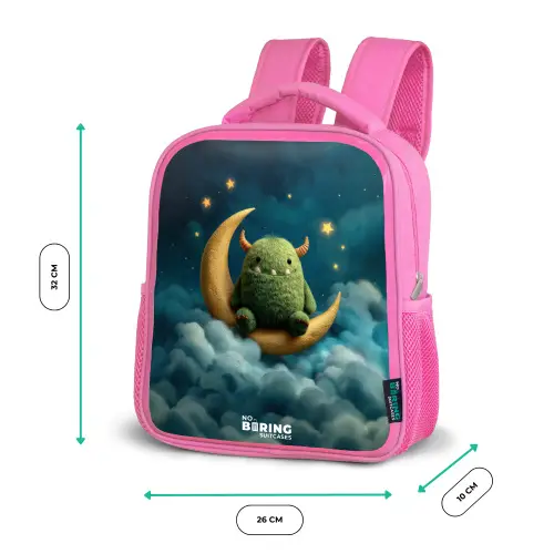Groen monster op maansikkel Kinderrugzak - Roze middel -productfoto_formaten