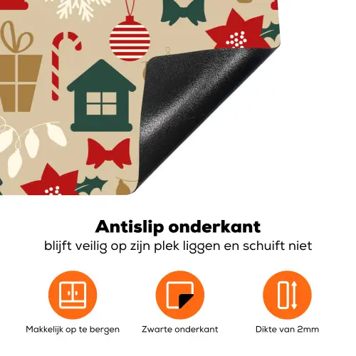 Illustratie - Kerst - Beige Inductie beschermer vinyl 3mm klein 276 -zzzzzzz-td-onderkant