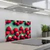 Aardbeien - Rood - Groen - Kroontjes keuken achterwand spatscherm klein 900 -3d_schuin