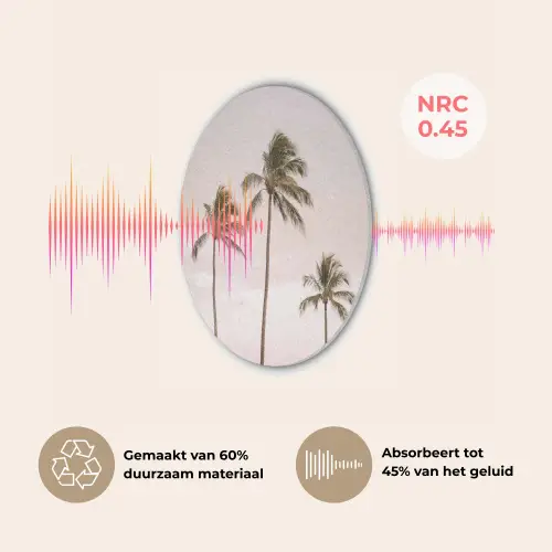 Palmbomen - Zonsondergang - Roze Akoestische PET Vilt - Rond klein -USP_NL