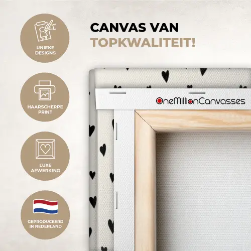 Valentijn - Harten - Zwart - Wit canvas 2cm xxl 828 -sfeer2