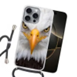 Amerikaans - Zeearend - Portret - Geel Hoesje iPhone 16 Pro Max met koord klein -sfeer1