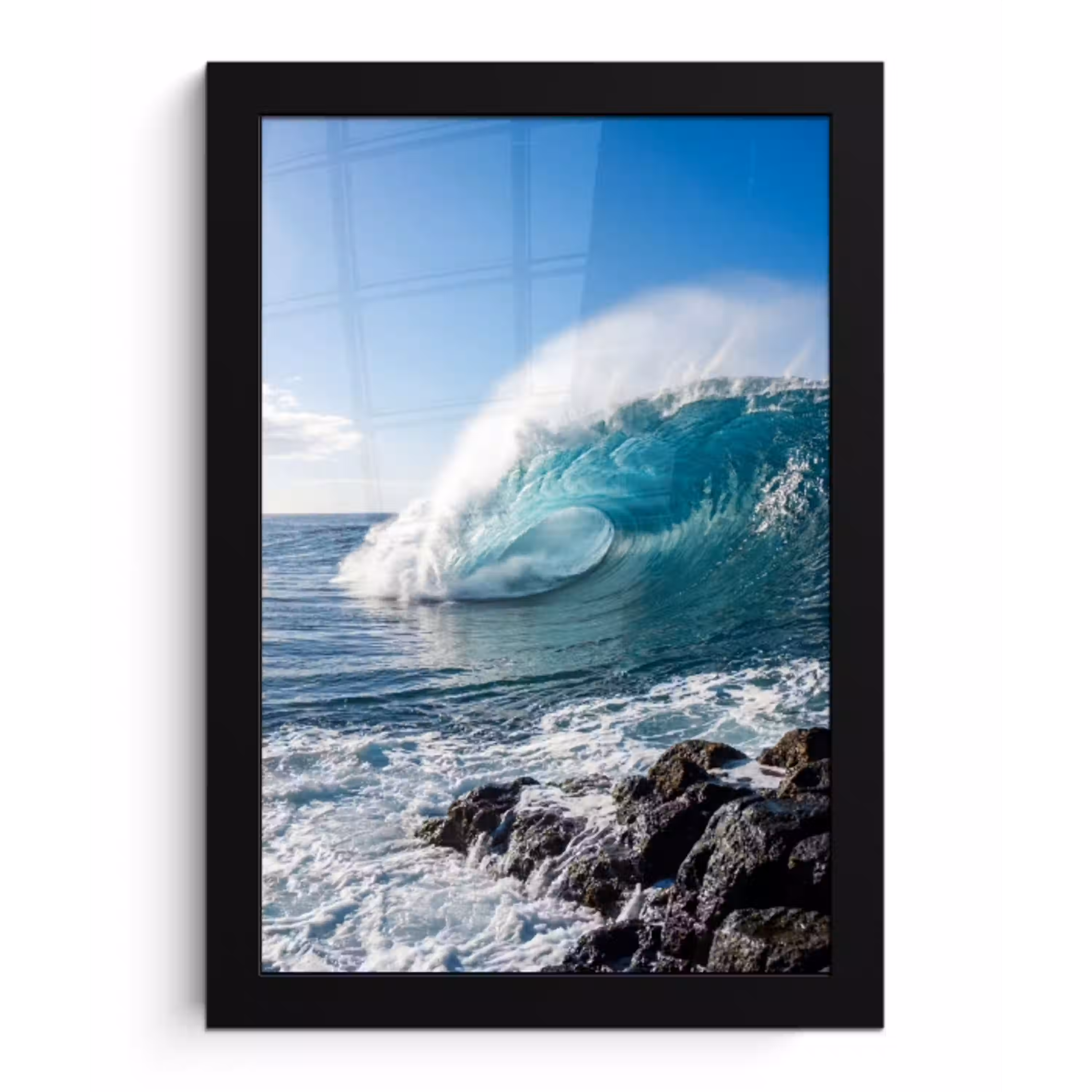 Golf - Oceaan - Brekend - Water - Blauw fotolijst zwart zonder passe partout klein -3d