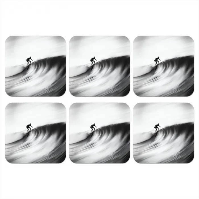 Surfer - Golf - Vervaagd - Zwart onderzetter kurk middel -3d