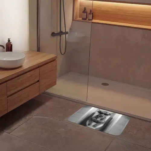 Stier - Telefoon - Toilet - Zwart - Wit Badmat klein -sfeer2