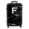 Marmer - Zwart - Letter F NBS - Handbagage koffer - Unisex middel -productfoto_recht