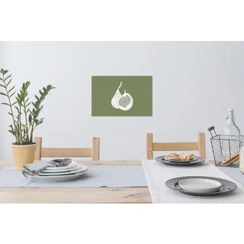Vijgen - Minimalistisch - Getekend - Mosgroen Muursticker klein -eettafel