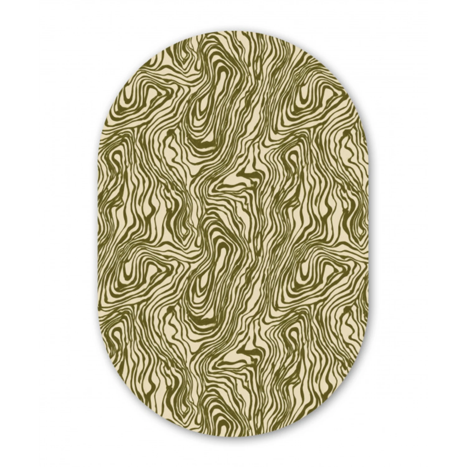 Abstract - Marmer - Groen Wandcirkel Ovaal Aluminium middel 839 -3d