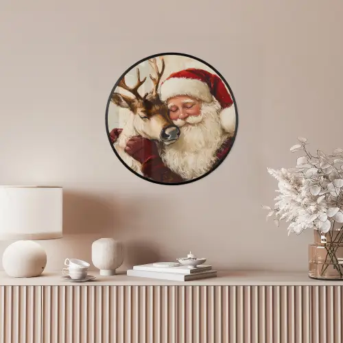 Kerstman - Rendier - Kerst - Christmas Fotolijst rond zonder passe partout klein -sfeer3