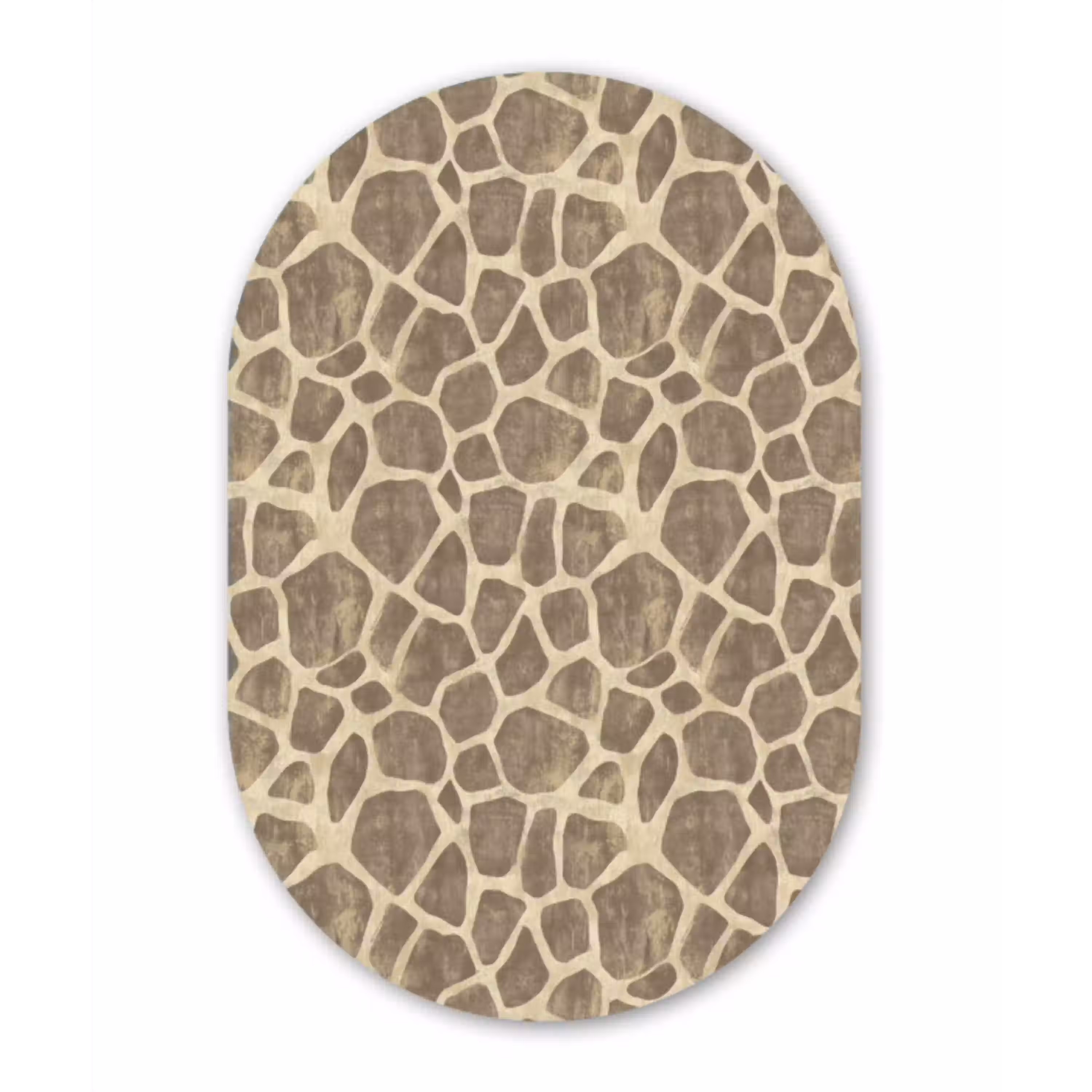 Giraf - Patroon - Beige - Bruin Wandcirkel Ovaal Aluminium middel 839 -3d