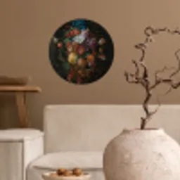 Festoen van vruchten en bloemen - Schilderij van Jan Davidsz. de Heem Wandcirkel behangsticker klein -sfeer1