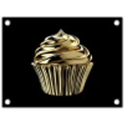 Cupcake - Eten - Goud - Zwart tuinposter los doek klein -3d